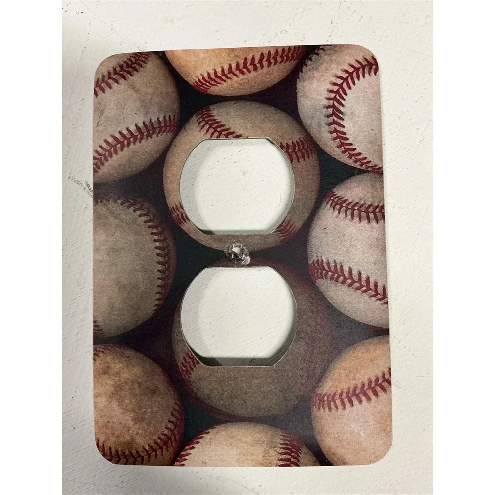 Baseball Heavy Steel Wall Plug In Plate Cover Man Cave